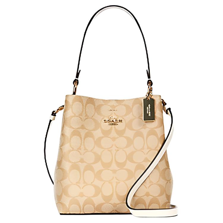 

Coach Town 21 Classic Monogram Print Bucket Bag Women Handbags Khaki 2312-IMDQC Basic Set (Bag+Dust Bag)