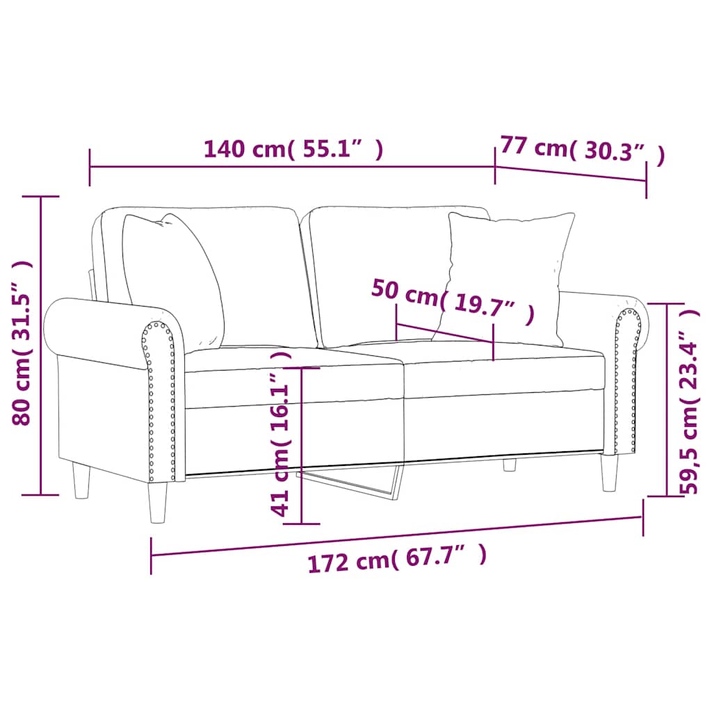Vidaxl 2-Osobowa Sofa Z Poduszkami, Czarna, 140 Cm, Aksamit