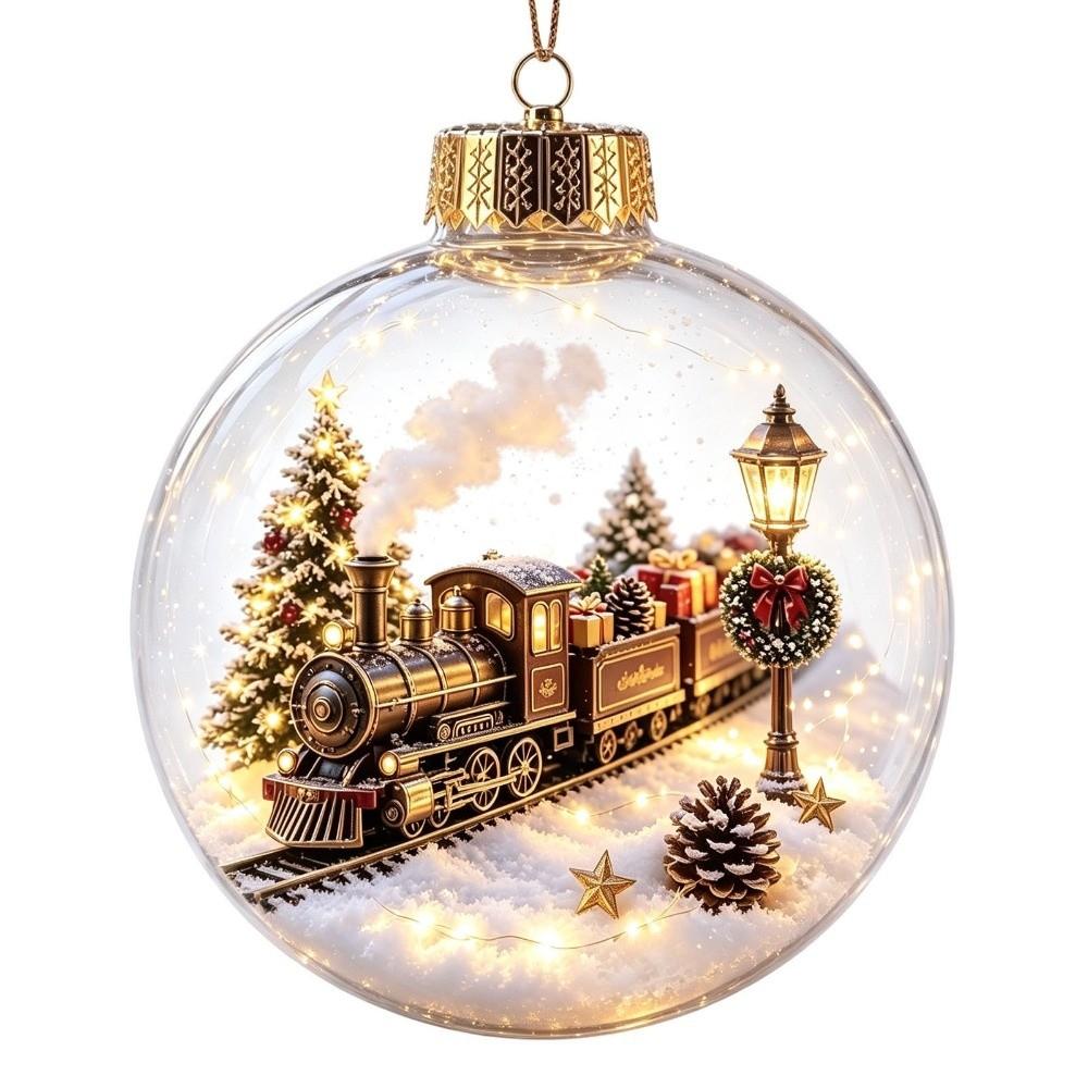 Transparent Christmas Ball Ornament 2D Flat Pattern Lightweight 3D Acrylic Pendant Compact Shatterproof Clear Sphere Bauble