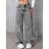 High Waist Wide Leg Denim Pants Women 2025 Bow Embroidery Streetwear Loose Fit Cotton Blend
