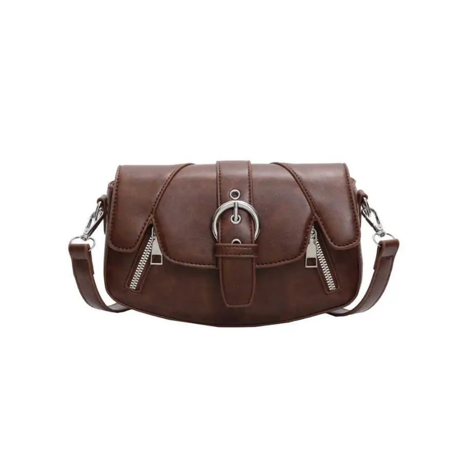 Vintage Damen Umhängetaschen Herbst Texturiertes PU-Leder Klappe Kleine Quadratische Tasche Cool Girl Mode Schultertasche