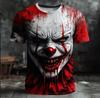 Halloween Men_s Creepy Clown 3D Clown T Shirt Crew Neck Short Sleeve T Shirt