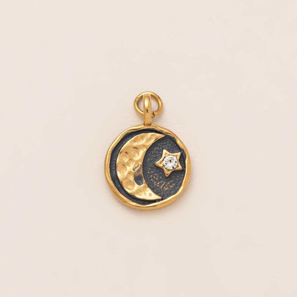 Yori 3Pcs Star Moon Rainbow Sun Pendant Stainless Steel Plated with 18K Gold for Jewelry Making Supplies DIY Necklace