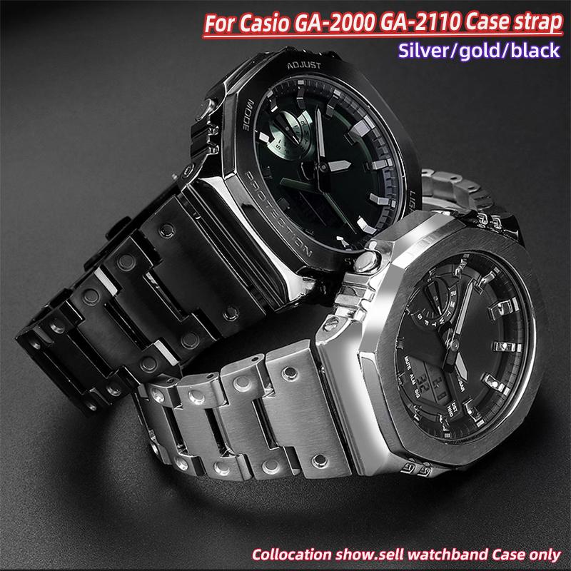 GA-2100 Watchband case Mod Kit For Casio G-SHOCK Farm Oak GA2100 GA2110 GA-B2100 Modified metal Bezel stainless steel strap Tool