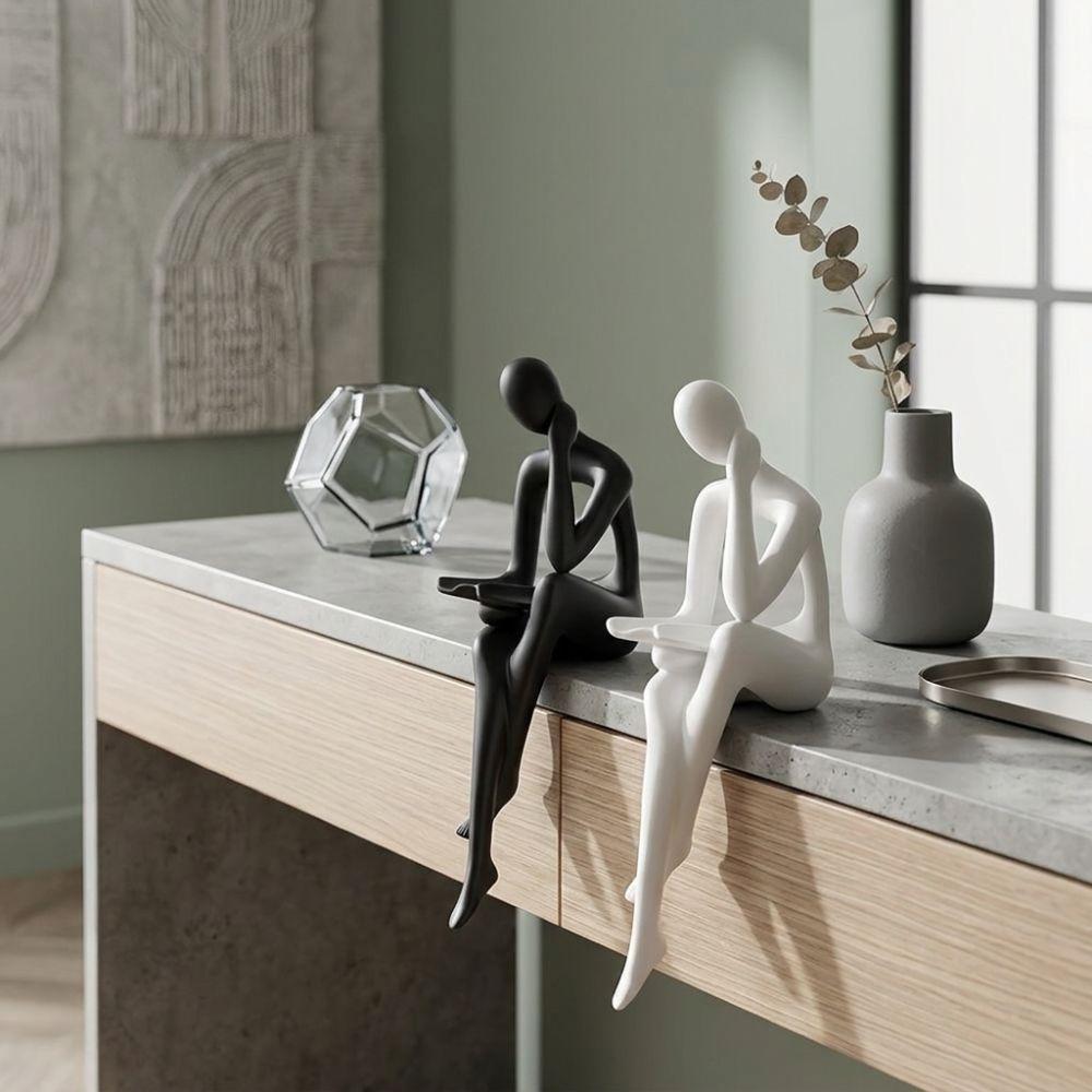 Long Leg Edge Sitter Character Sculpture Minimalist Tabletop Human Decor Tabletop Shelf