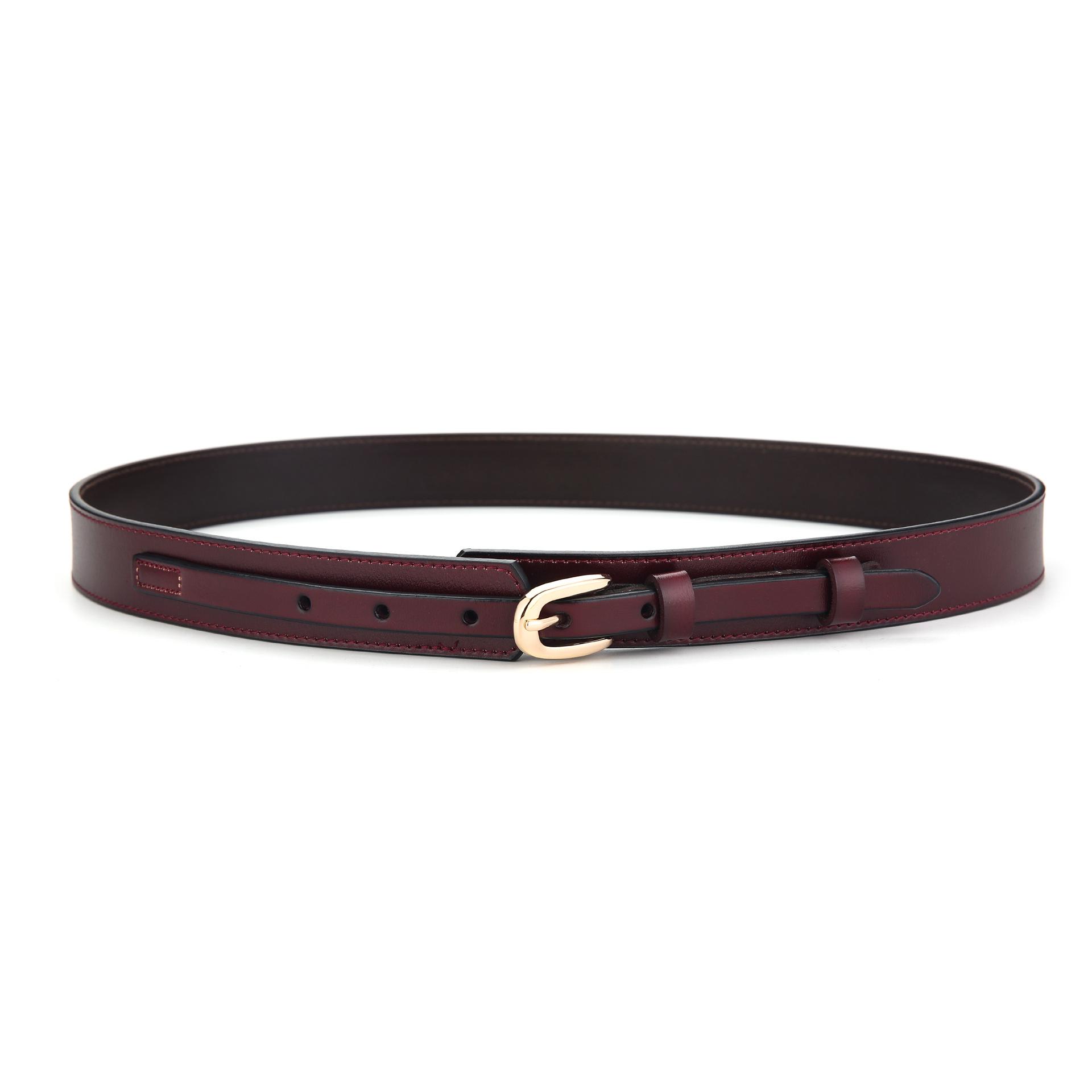 Women s Light Luxury Apricot Cowhide Leather Belt with Pin Buckle