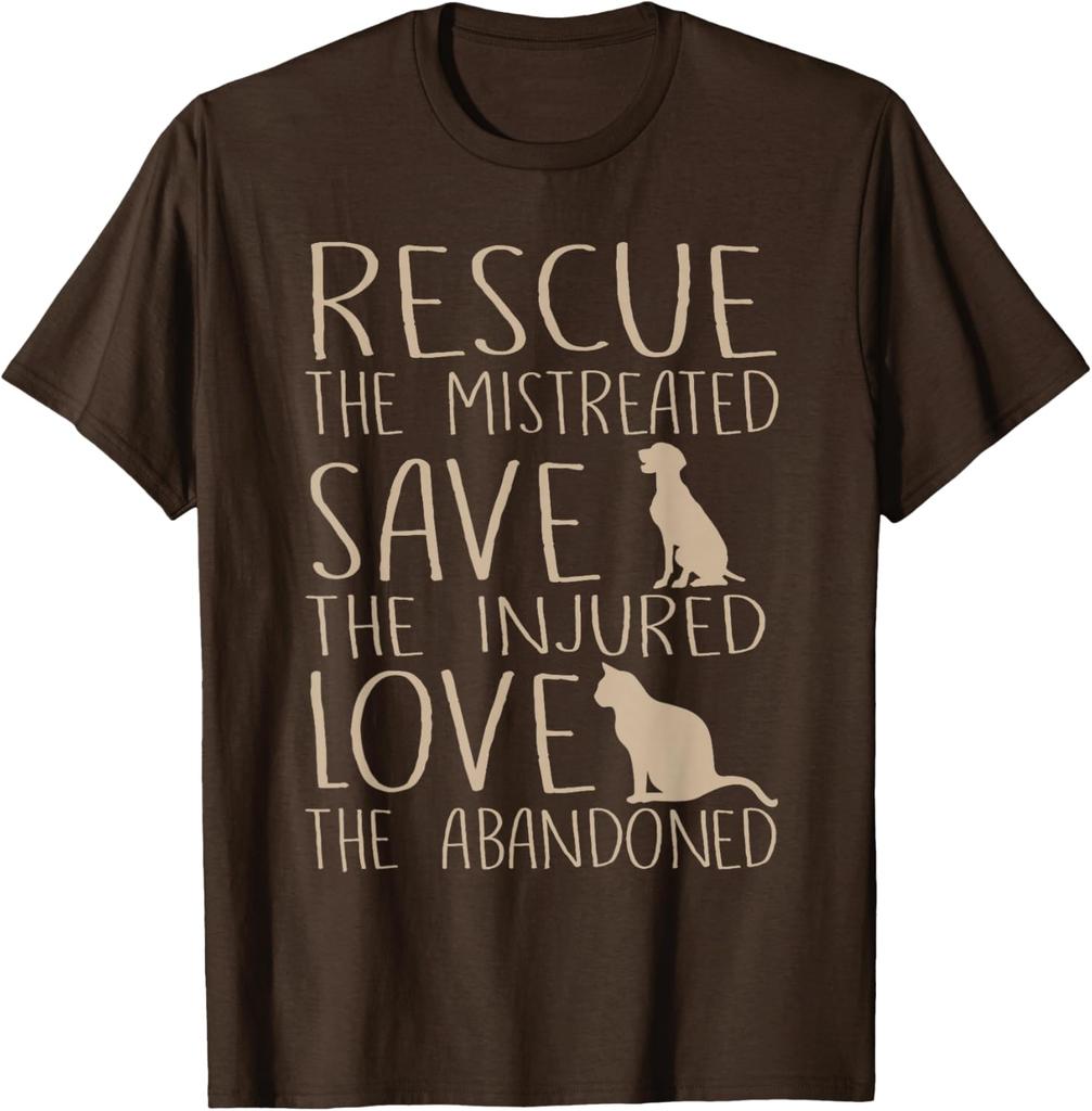 Rescue Save Love Animal Rescue Dog Cat Lover Graphic Tee Short Sleeve Casual TShirt
