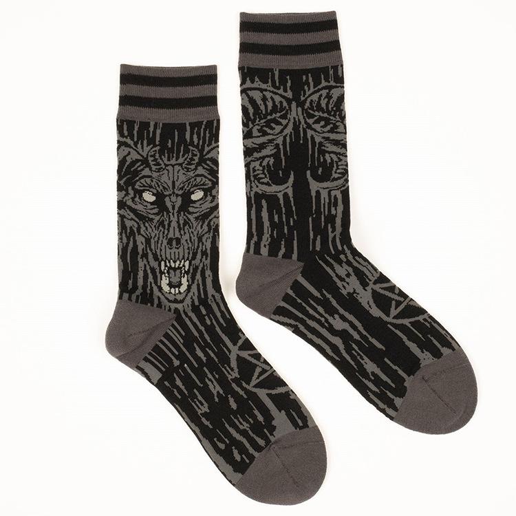 Gothic Dark Retro Jacquard Skateboard Mid-Tube Cotton Socks - Spring/Summer Trendy Unisex Style