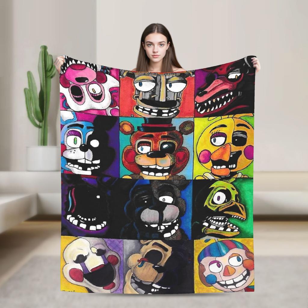 Five Nights Horror Game Blanket Fleece Summer   Multifunction Lightweight Throw Blanket for Bedding Bedroom Bedding Throws