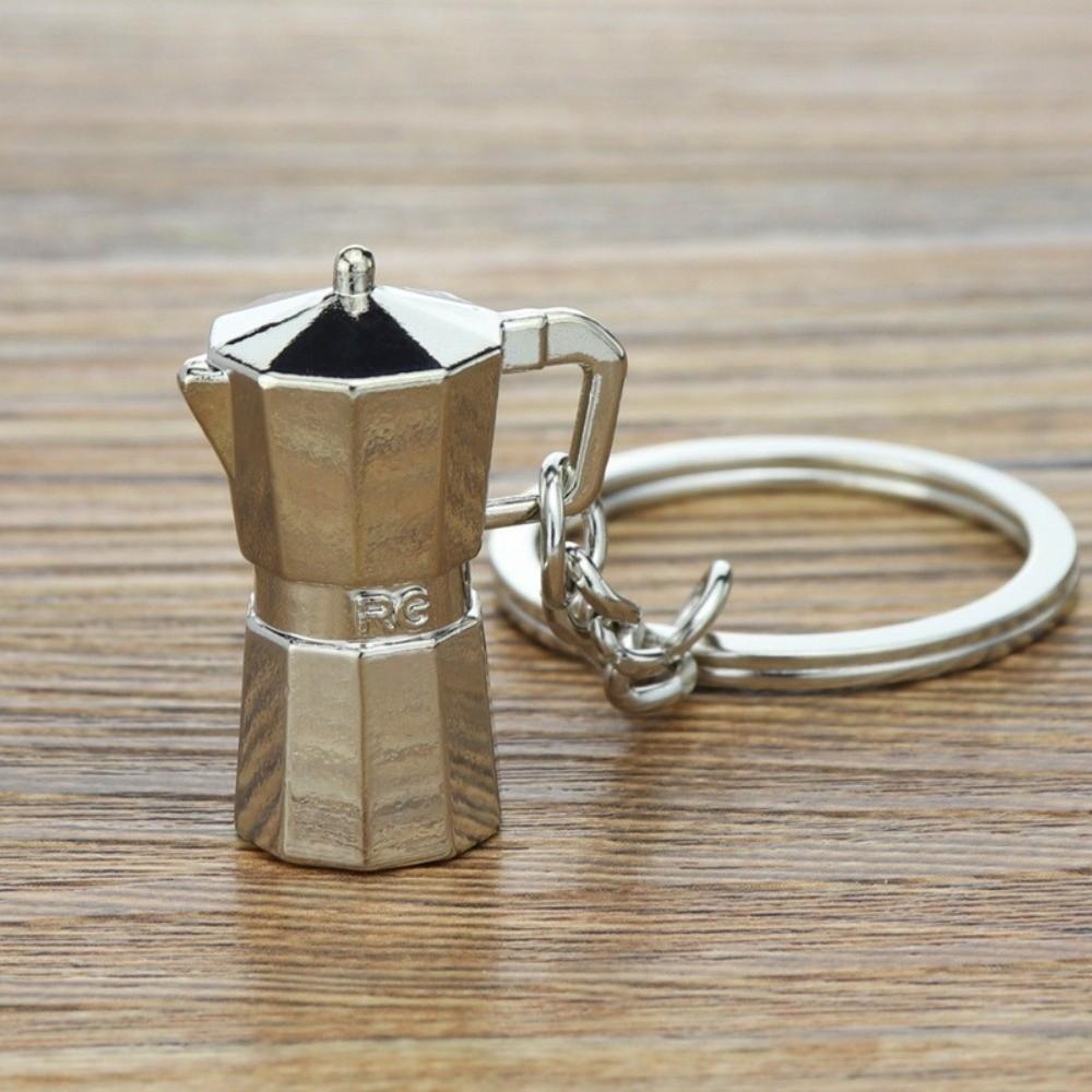 Kreativer 3D Kaffee Schlüsselanhänger Metall Mini Größe Moka Kanne Schlüsselanhänger Barista Schlüsselanhänger Kaffee Liebhaber