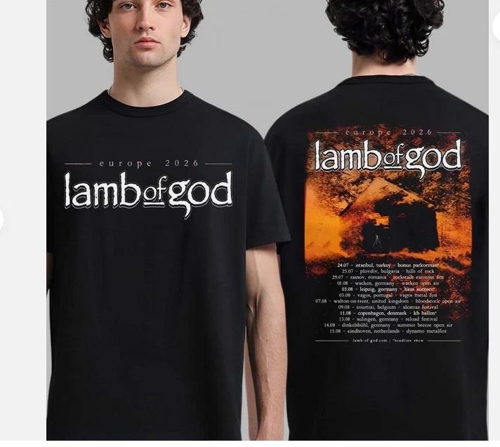 Lamb Of God Europe 2026 Summer Tour Schedule Dates Two Sided T-Shirt M