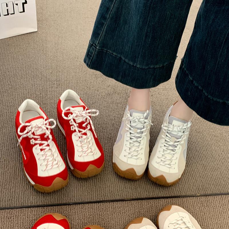 Retro Forrest Gump training shoes women's platform flower stray shoes 2025 new breathable versatile casual sports jogging shoes