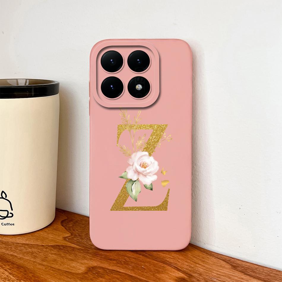 For Xiaomi 15T Pro 17 Pro Max Case Elegant Gold Letters Soft Liquid Silicone Anti Drop Phone Protective Back Cover For MI 15 T