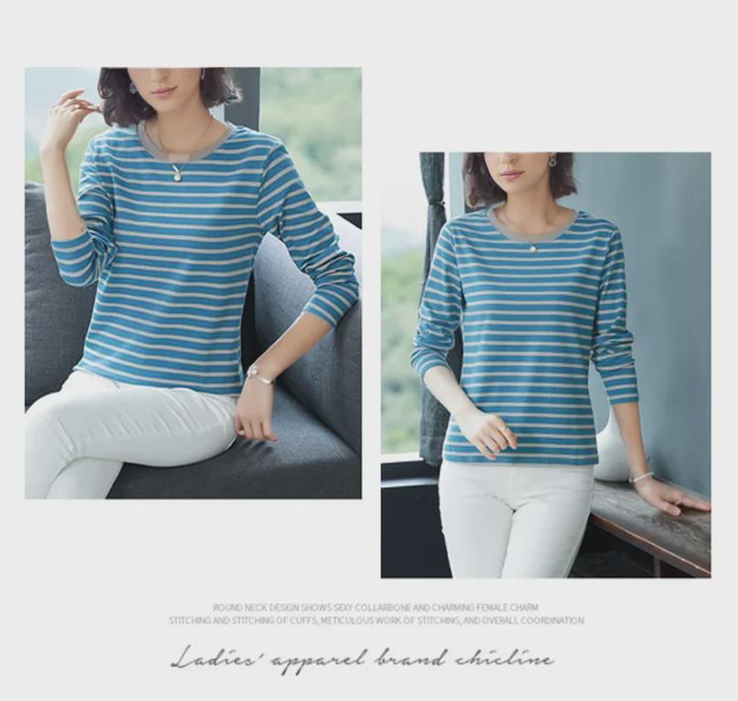 Women's Pure Cotton Long-Sleeve Autumn Top - Loose-Fit for Middle-Aged & Elderly