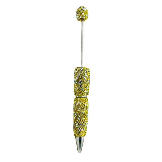 Comfortable Grip Gel Pen Diamond Beadable Pens, Bling Rhinestone Beaded DIY Bead Pen, Crystal Shaft Decorative Craft Black Ink Ballpoint Pens