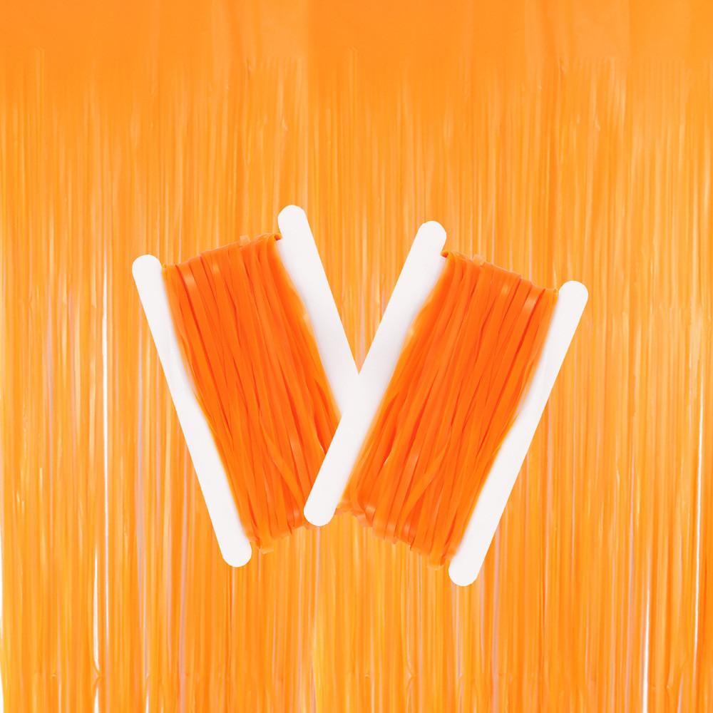 

Macaron Fluorescent Lively Rain Stream Curtains For Delightful Birthday And Decorations Holiday 1M1M,Fluorescent Orange