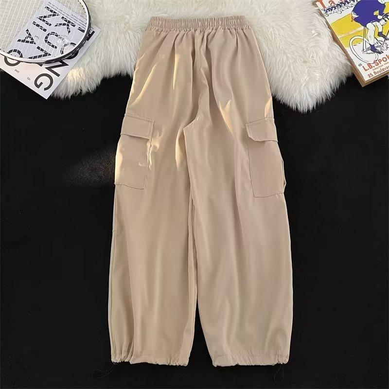Solid Color Casual Pants Men's Spring and Autumn Trendy Brand Multi-pocket Wide-leg Overalls Men