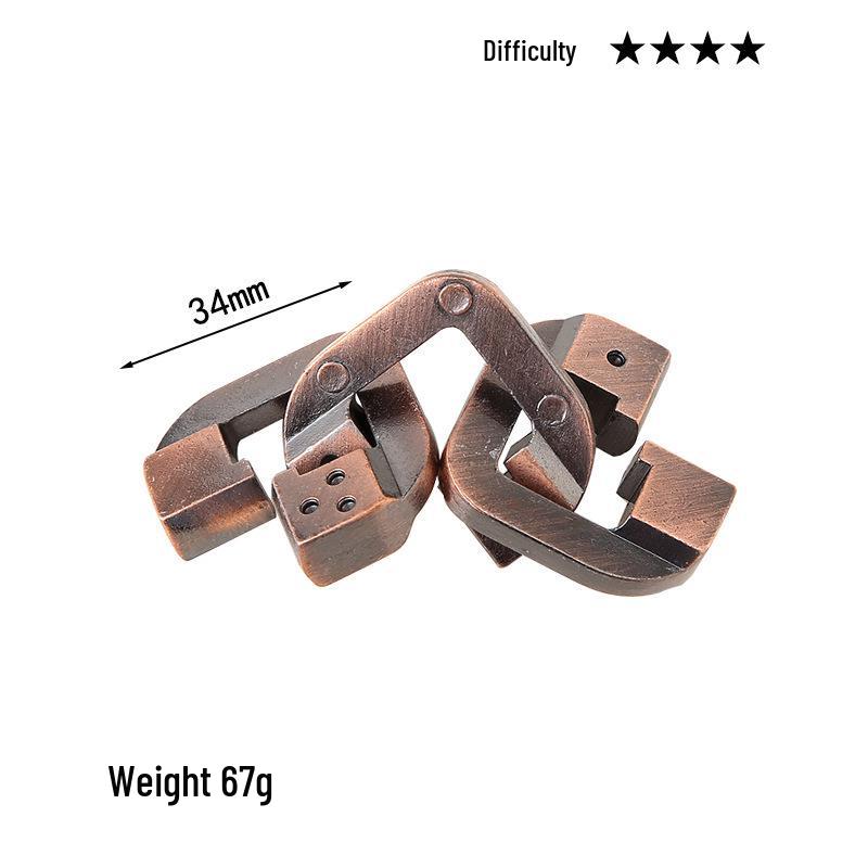 Intelligence Puzzle Zinc Alloy Disentanglement Rings - Unlock Nine Linked Rings Kongming Luban Lock Educational Toy