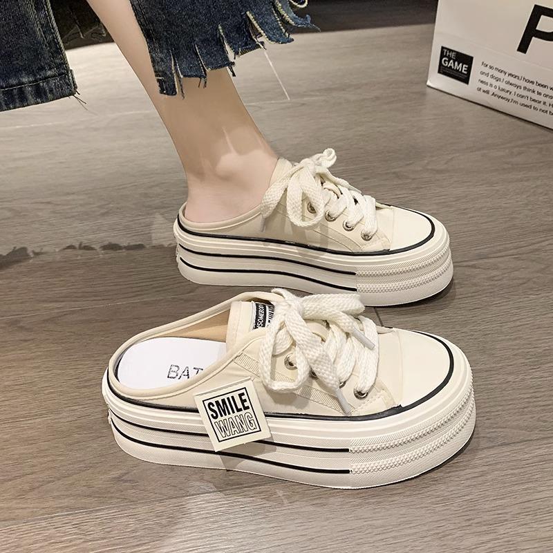 Height-increasing platform canvas shoes women's 2025 new spring and summer breathable casual versatile popular white shoes student board shoes