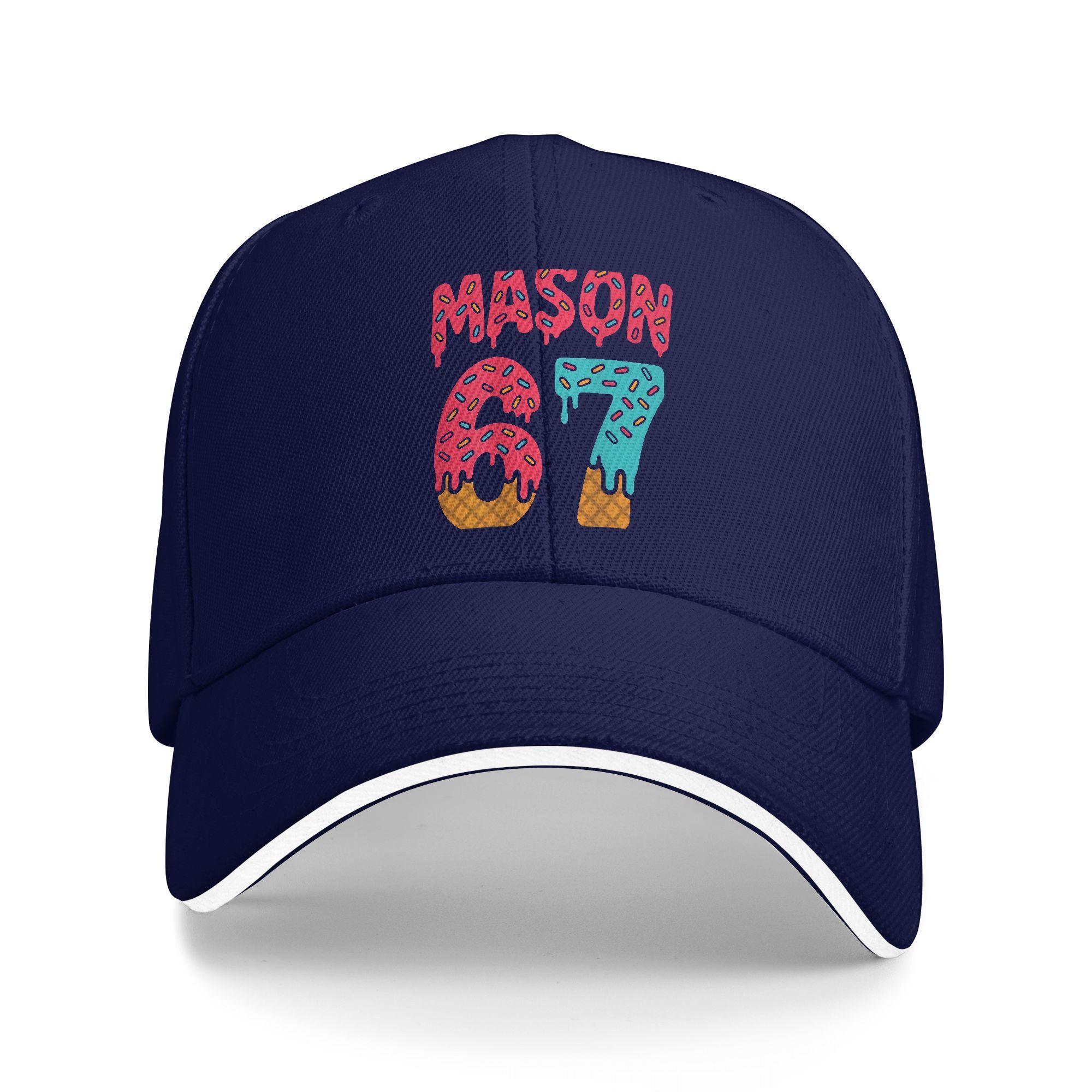 Summer Casual Baseball Cap Mason 67 Ice Cream Meme Funny Six Seven Fishing Trucker Hat For Men Adjustable Stylish Snapback Cap As Picture