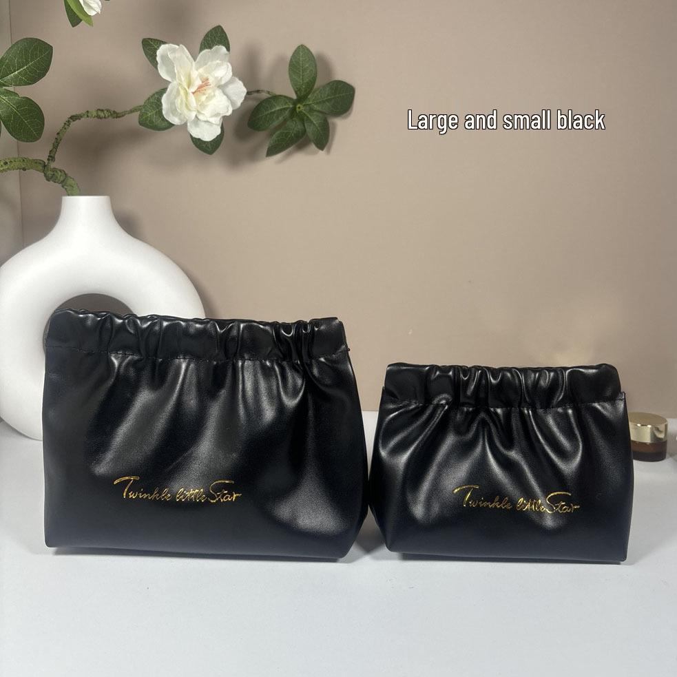 High-Value PU Pleated Cosmetic & Lipstick Travel Makeup Bag