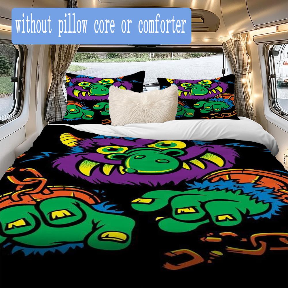 Cute Cartoon Monsters Pattern Bedding,Quilt Set Quilt Cover Pillowcase Home Birthday Gift (1*duvet cover+2*pillowcase,without core)ZSJT0917242