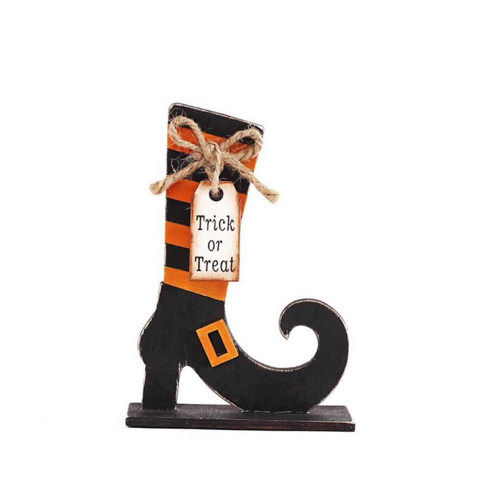 Wooden Halloween Wooden Decor Handicraft Witch Pumpkin Ghost Bat Ornaments Long-lasting Happy Halloween Table Decoration