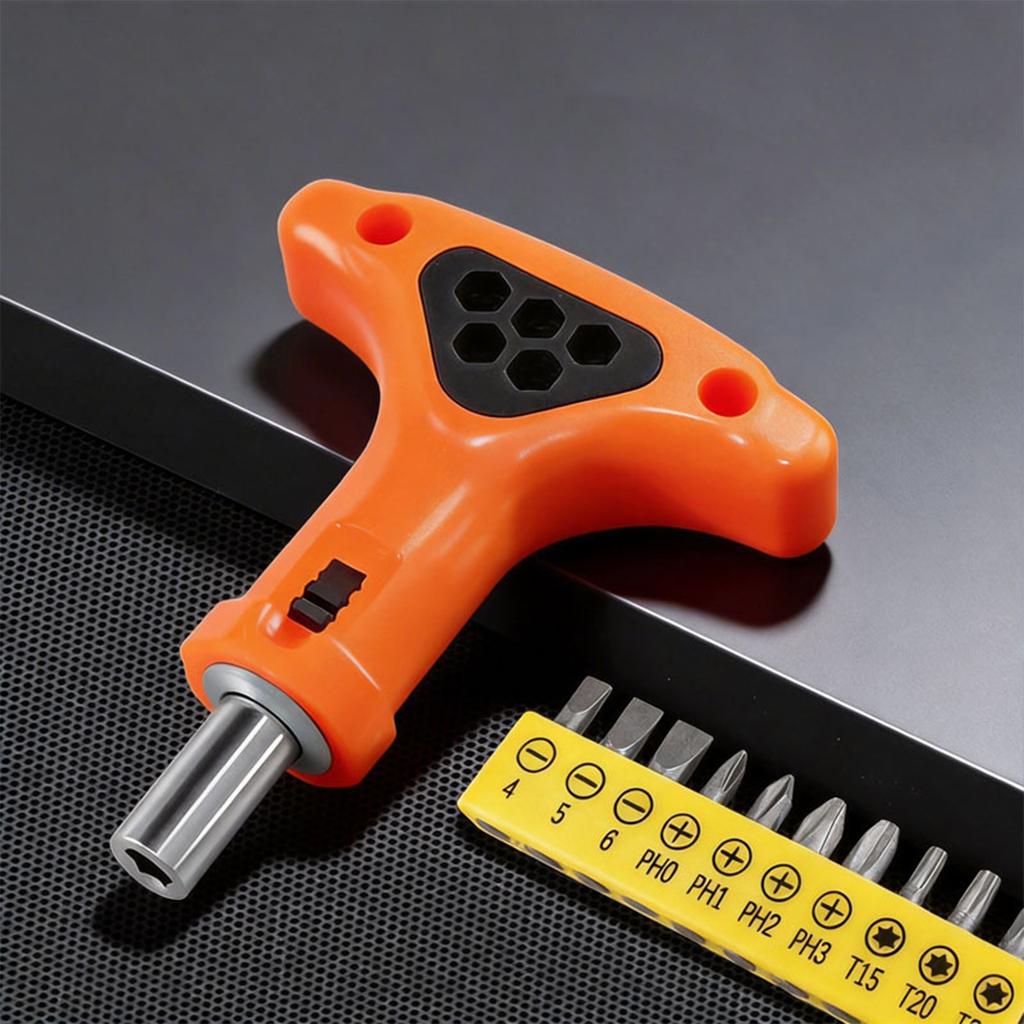 Ratchet Screwdriver 6.35mm Ratchet Bit Screwdriver with Non-Slip Handle Multifunctional for 1/4 Inch Hex Screwdrivers Bits Set