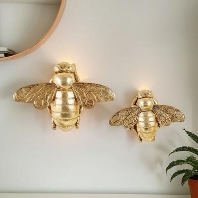 Escultura de Abeja Dorada Hecha a Mano para Pared Decoración de Pared 3D Escultura de Animal Creativa Hotel