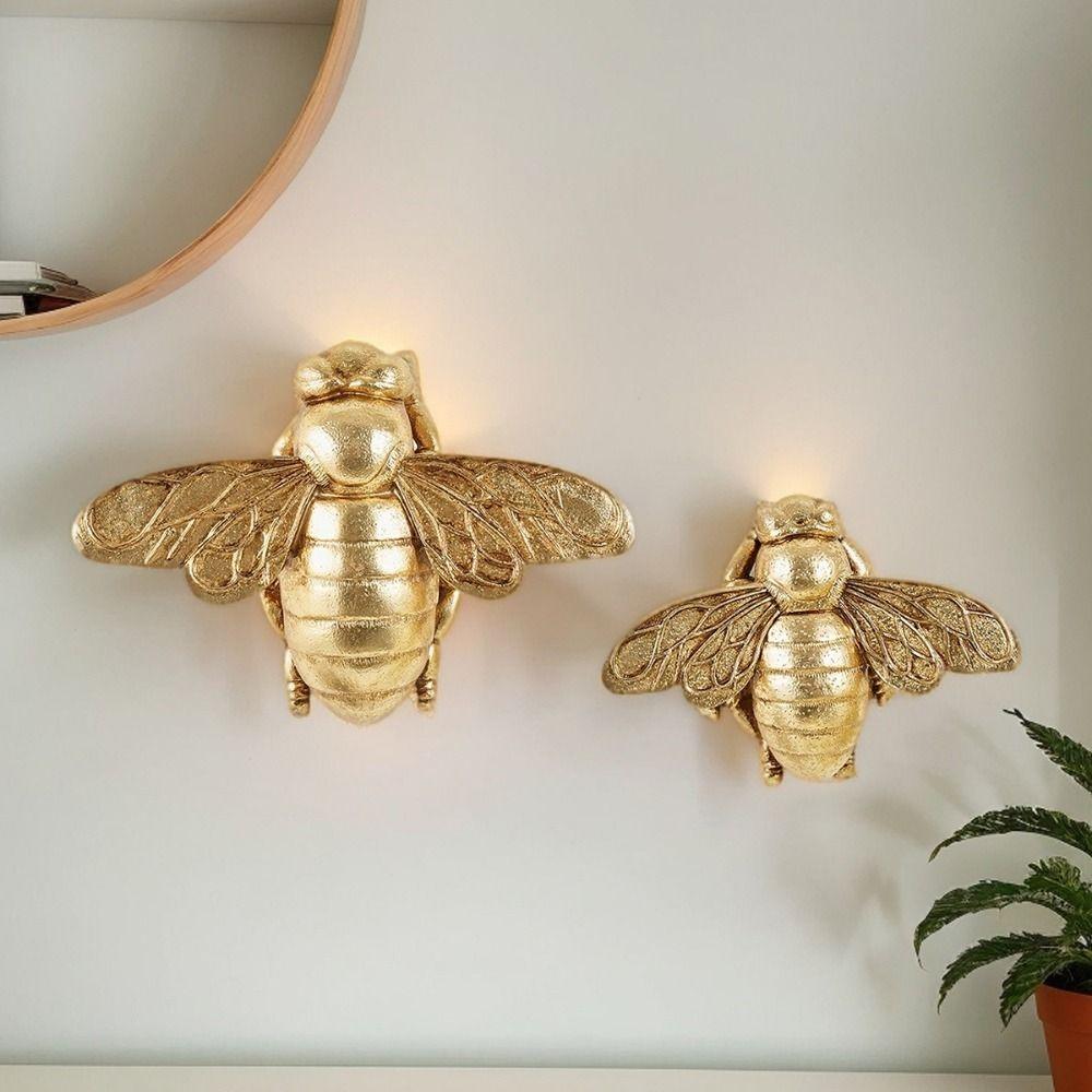 Handcrafted Golden Bee Wall Sculpture 3D Wall Decoration Unique Animal Sculpture  Art Decor