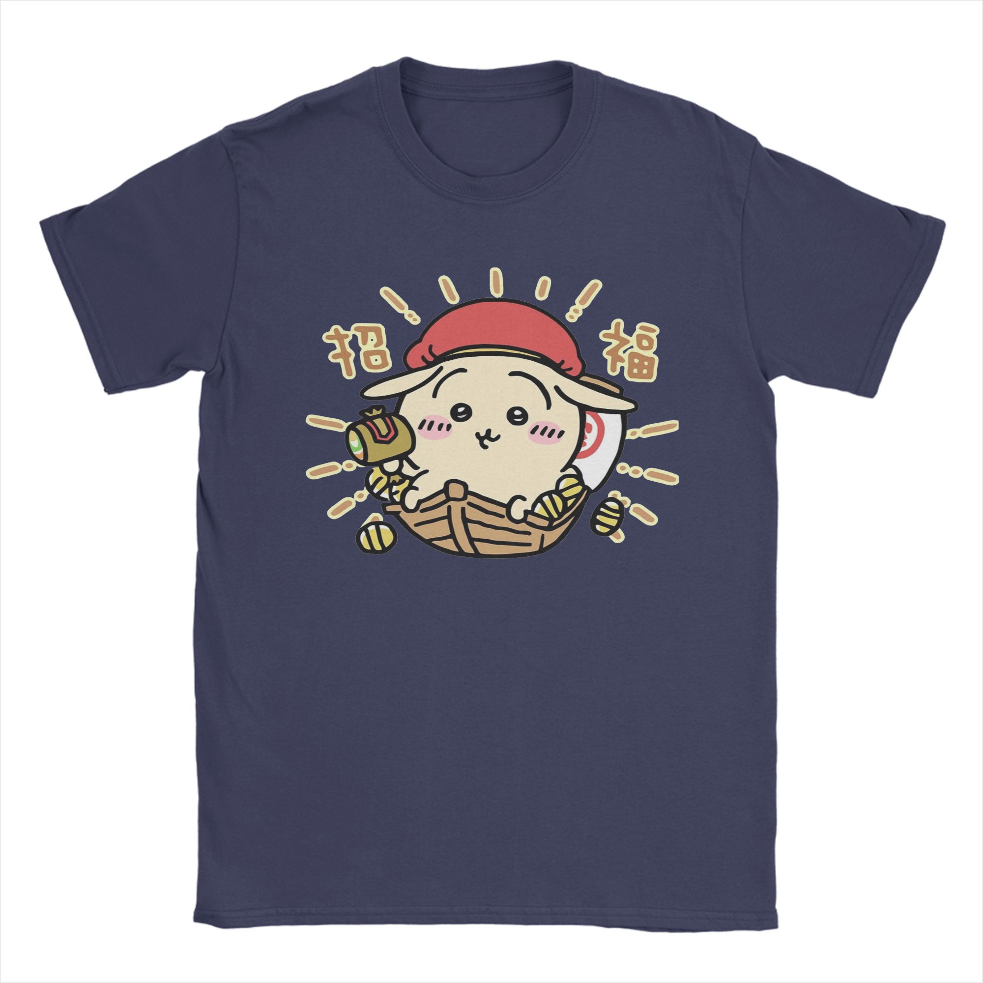 

Men Chiikawas God of wealth T Shirt Cotton Tops Novelty Short Sleeve Round Collar Tee Shirt New Arrival TShirt 4XL