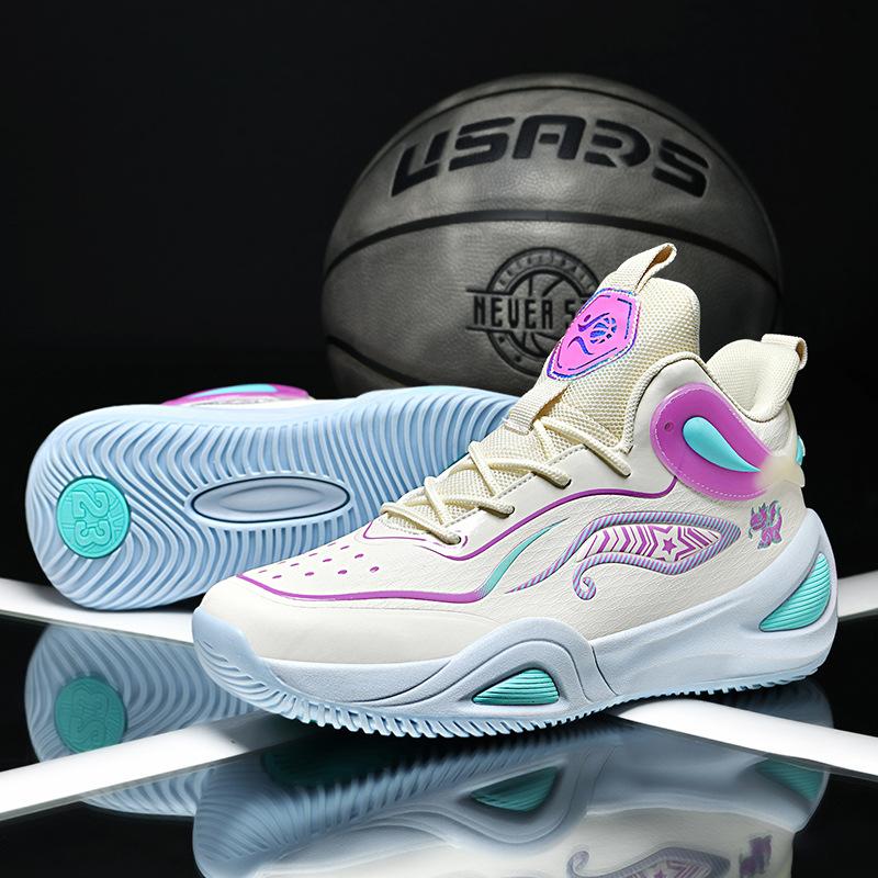 New high-quality mandarin duck leather basketball shoes couple breathable actual combat sports shoes student men's and women's shoes