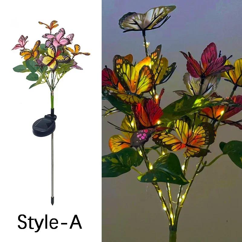Simulation Butterfly Sunflower Outdoor Solar Light LED Lawn Lamp Home Garden Sunmmer Landscape Christmas Wedding Fairy Lights