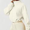 Women's Fashion Fleece Pullover Solid Color Sweatshirt Top with Warm Stand Collar Zipper Long Sleeve