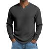 Men's Solid Color V-Neck Long-Sleeved Top Men's Sports Plus Size Casual V-Neck Top