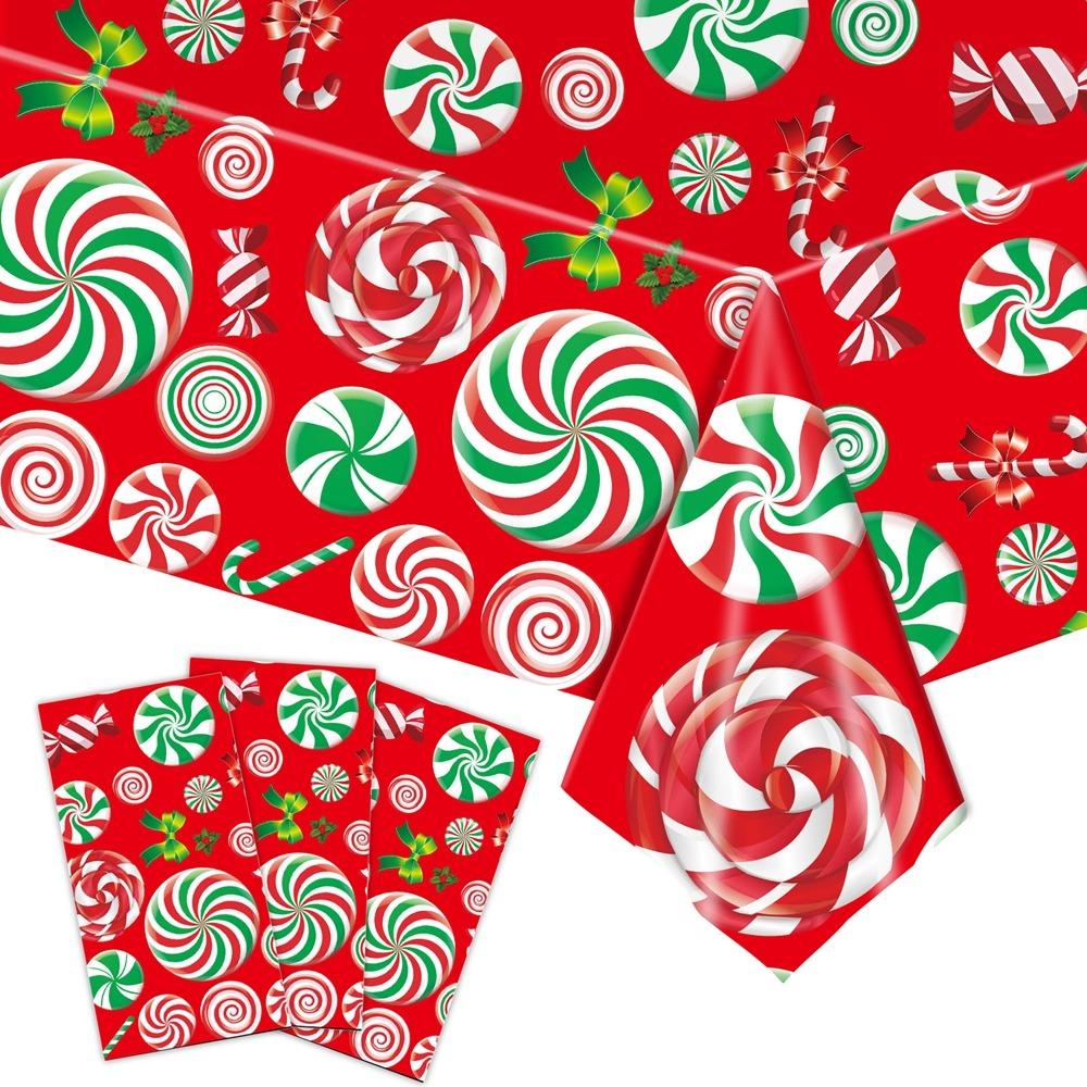Plastic Christmas Tablecloth Snowman Snowflake Bronzing Disposable Tablecloths Table Decoration Disposable Table Cover Christmas