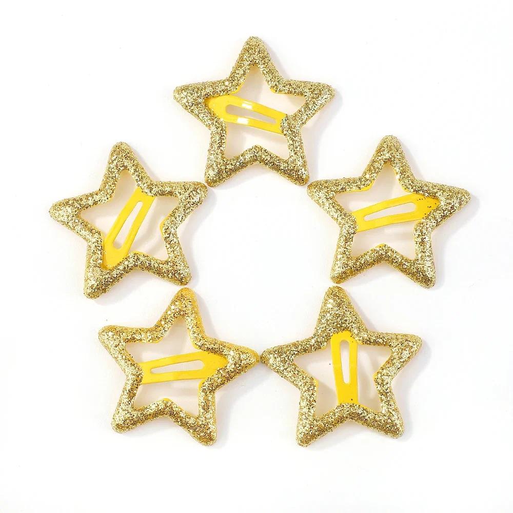 2/10Pcs Silver Star BB Hairclips Girls Y2K Cute Star Barrettes Women Simple Snap Clip Metal Headdress Jewelry Hair Accessories