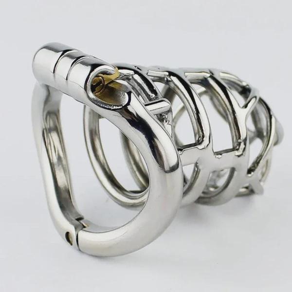 Male Stainless Steel Chastity Cage with Arc-Shaped Rings