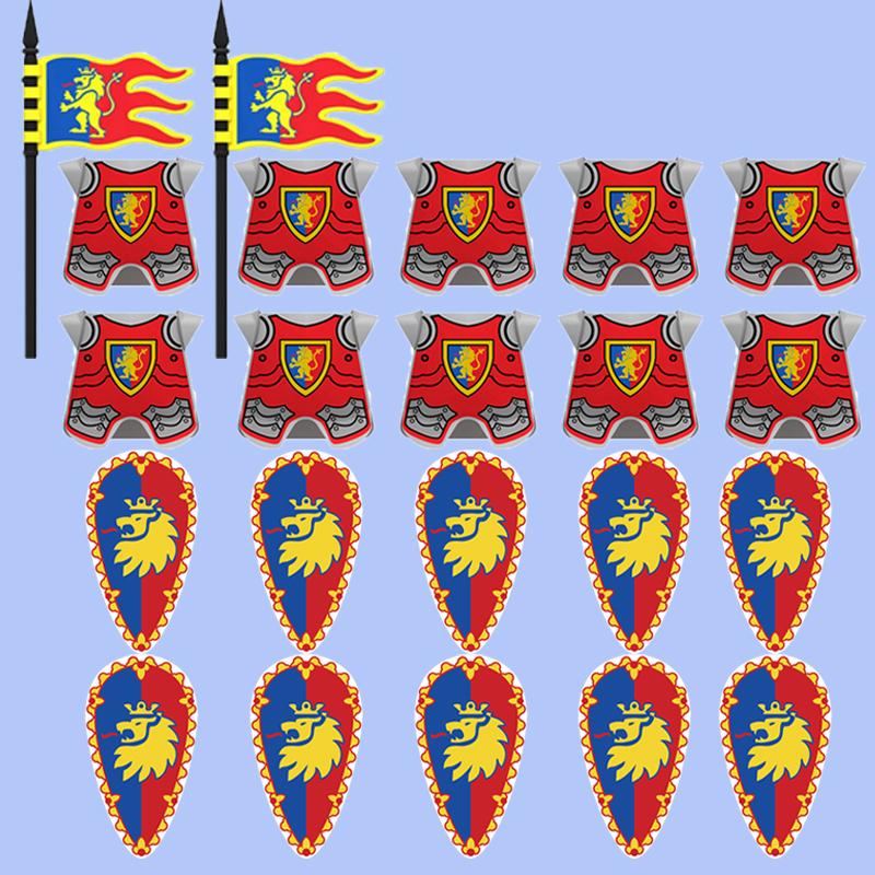 MOC Mittelalterliche Bausteine Charakter Ritter Krieger Zubehörset Helm Schulterrüstung Schild Bogen Pfeil Stein Geschenk Spielzeug X022
