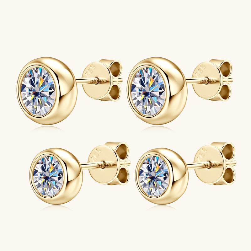 Douyin Bestseller: Versatile Moissanite Stud Earrings - Bubble Couple Style, S925 Sterling Silver, Fashionable & Elegant Jewelry