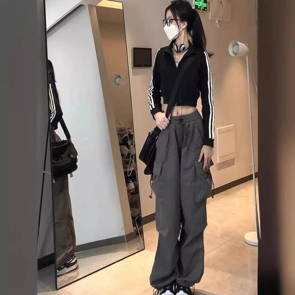Retro Spicy Girl Hip Hop Wide-Leg Cargo Joggers