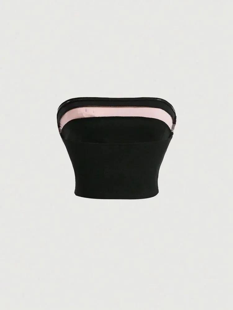 Crop Top  Phumee Bow-knot Tube Top Strapless Sleeveless Backless  A1936