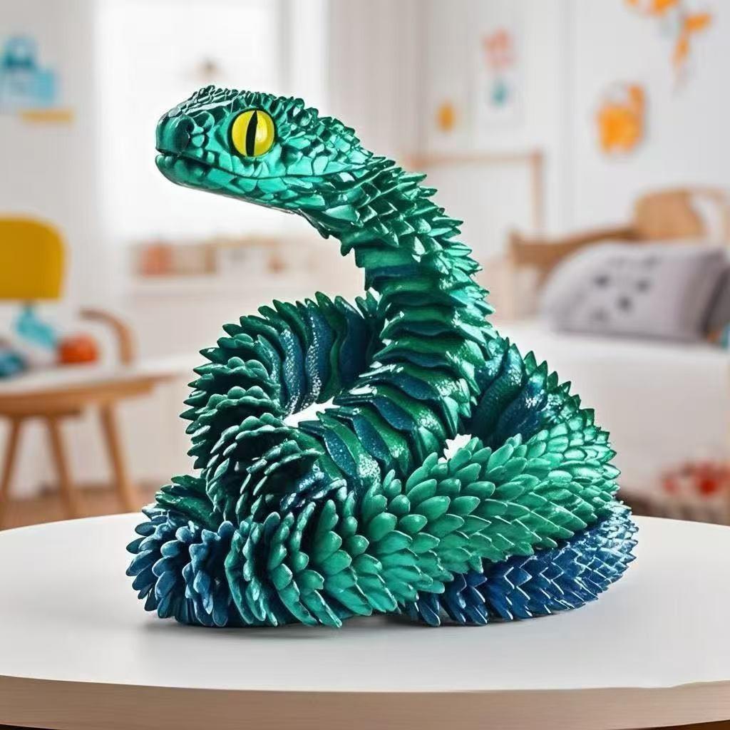 3D Printed Snake Articulated Bush Viper Toy-Dragon Snake Integrated Joint Mobility Statue Ornament Home Decor Gift Size 30-60CM 30cm