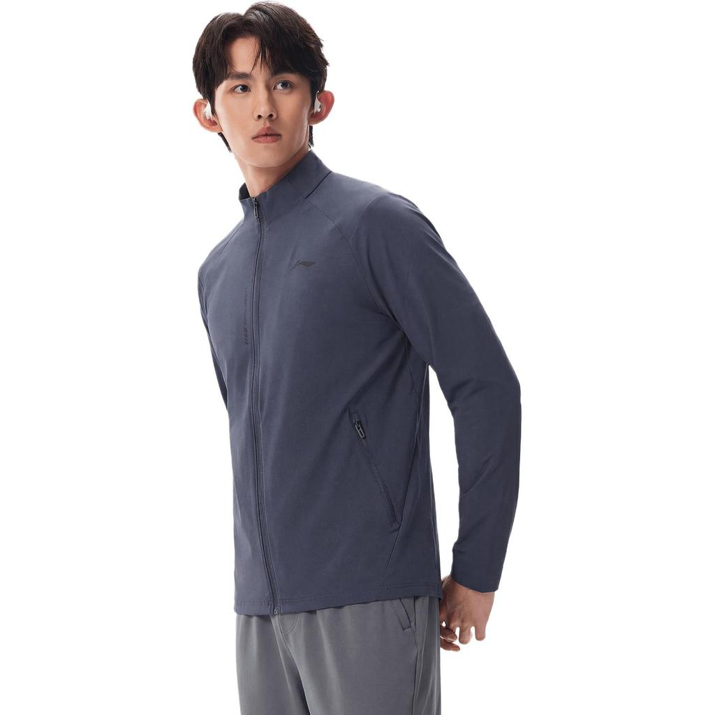 Li Ning Fitness Series Letter Stand Collar Zipper Breathable UV Protection Sun Protection Jacket Men jackets AFDWJ65-4