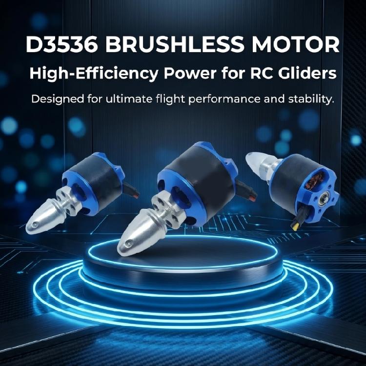 Model Aircraft 1200Kv Brushless Motor with Brushless Construction, Metal Housing, Visible Front Mounting Holes, Shaft Adapter, and Rear External Wire