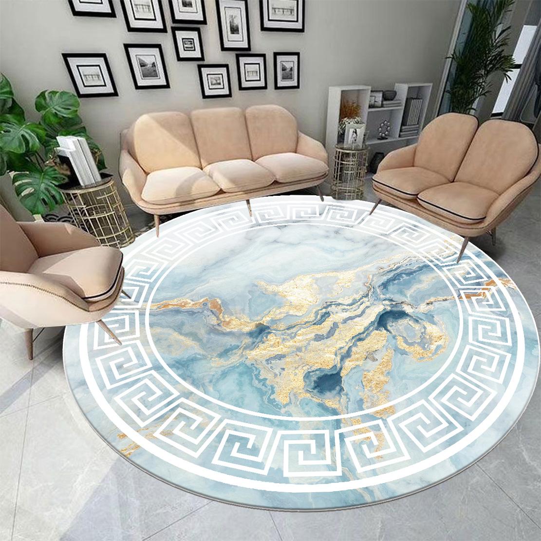 Modern Licht Luxe Rond Woonkamer Tapijt Decoratie Huis Wasbaar Tapijt voor Kamers Groot Oppervlak Lounge Antislip Vloermat 60cm 23.62 in