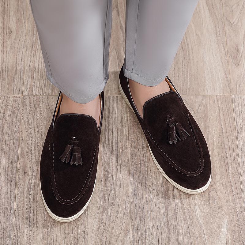 Fashion Suede Leather Loafers Luxury Mens Casual Shoes Business Shoes Soft Male Driving Shoe Comfortable Moccasins Plus Size Men Shoes