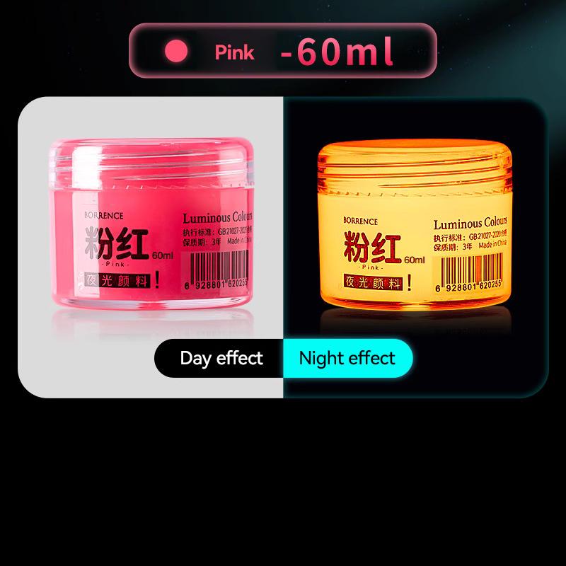 BORRENCE Fluorescent Pigment Luminous Paint 20/60ml 8 Colors Hand-Painted Graffiti DIY Glow-in-the-dark Waterproof Acrylic Paint