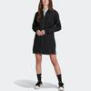 Adidas Originals Adicolor Solid Color Zip Collar Long Sleeve Dress Women dresses Black HN3665