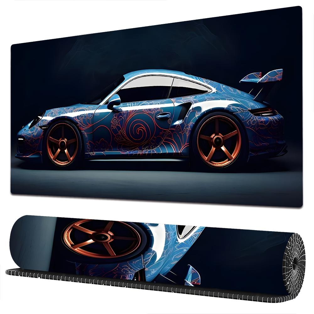 Large Blue Sports Car Design Mouse Pad Desk Mat Gaming Mats Gamer Pc Accessories Keypad Expansion Pads Rubber Antislip Base